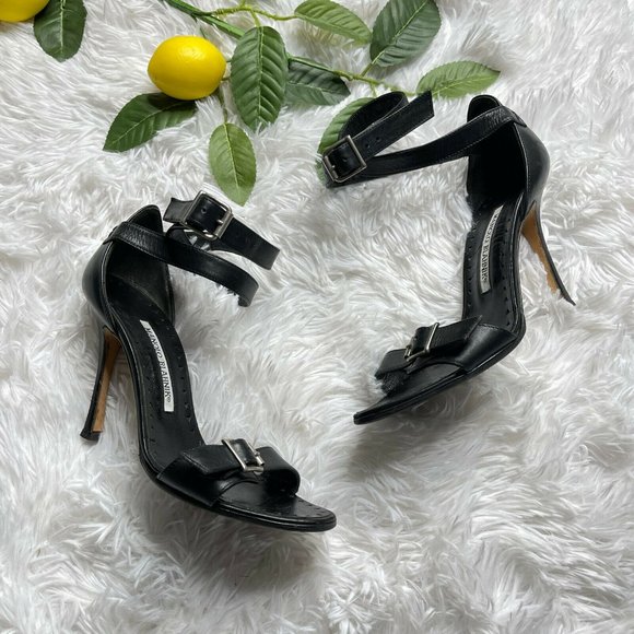 Manolo Blahnik Shoes - Manolo Blahnik Y2K 2004 Strappy Black Heel Sandals